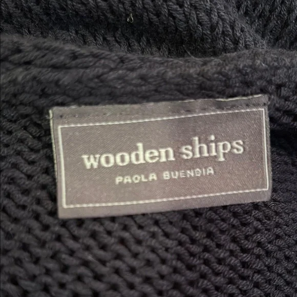 Wooden Ships Blue and White V-Neck Beach Sweater S/M - Picture 2 of 5